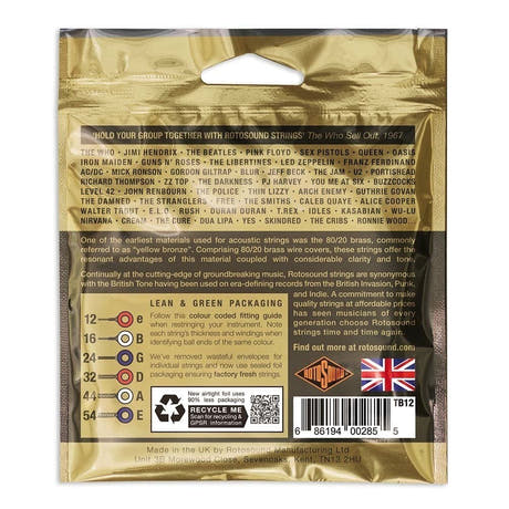Rotosound Tru Bronze TB12 cuerdas para guitarras acústicas 12-54