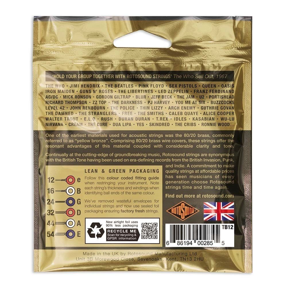 Rotosound Tru Bronze TB12 cuerdas para guitarras acústicas 12-54