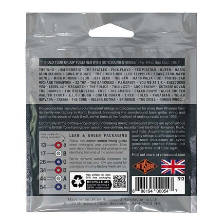 Cuerdas para guitarras eléctricas Rotosound Roto Greys R13 13-54