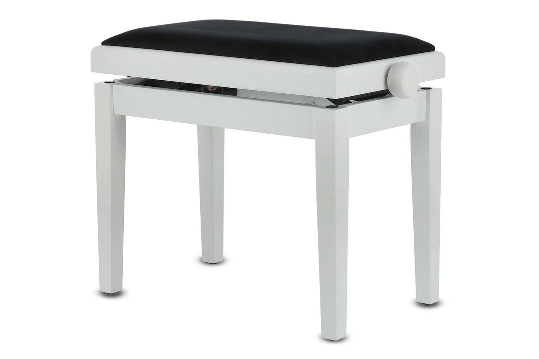 GEWA Banqueta de piano Deluxe - White mate (asiento negro)
