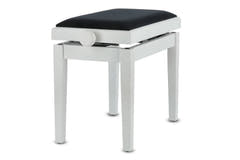 GEWA Banqueta de piano Deluxe - White mate (asiento negro)