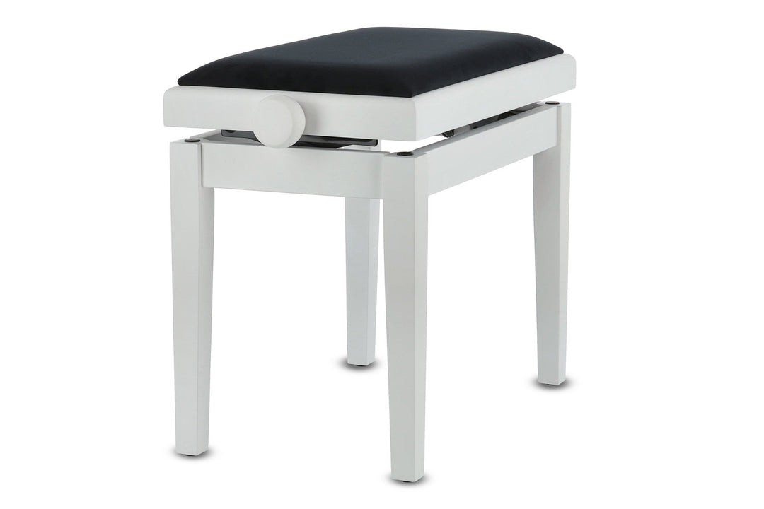 GEWA Banqueta de piano Deluxe - White mate (asiento negro)