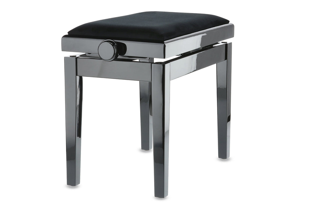 GEWA Banco de piano Deluxe - Black alto brillo (Asiento negro)