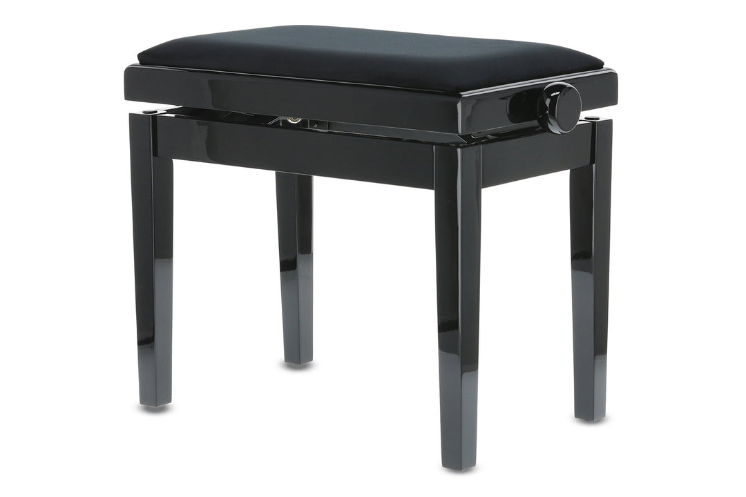 GEWA Banco de piano Deluxe - Black alto brillo (Asiento negro)