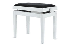 GEWA Banco de piano Deluxe - White alto brillo (asiento negro)
