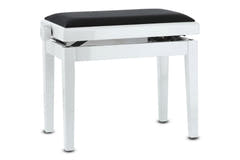 GEWA Banco de piano Deluxe - White alto brillo (asiento negro)