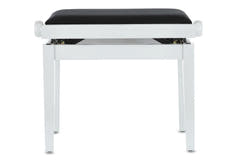GEWA Banco de piano Deluxe - White alto brillo (asiento negro)