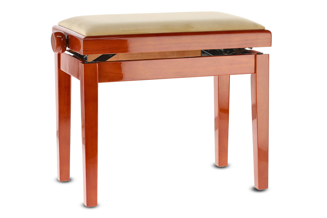 GEWA Banqueta de piano Deluxe - cerezo alto brillo (asiento beige)
