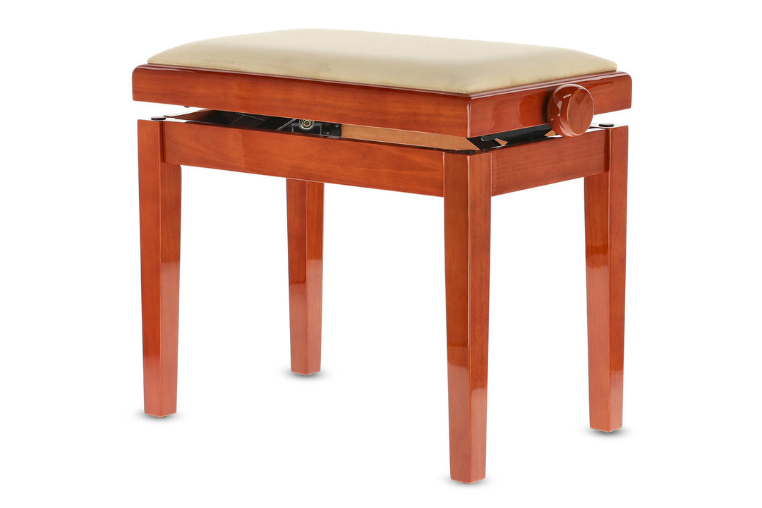 GEWA Banqueta de piano Deluxe - cerezo alto brillo (asiento beige)