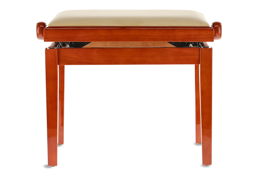 GEWA Banqueta de piano Deluxe - cerezo alto brillo (asiento beige)