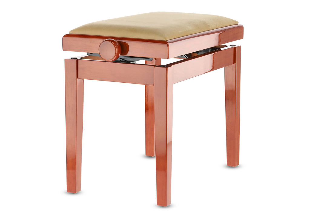 GEWA Banqueta de piano Deluxe - cerezo alto brillo (asiento beige)