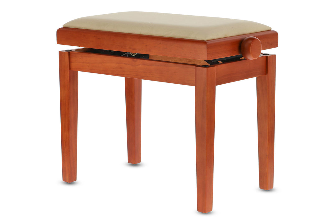 GEWA Banco de piano Deluxe - Cerezo mate (asiento beige)