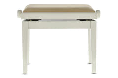 Banco de piano GEWA Deluxe - Marfil alto brillo (asiento beige)