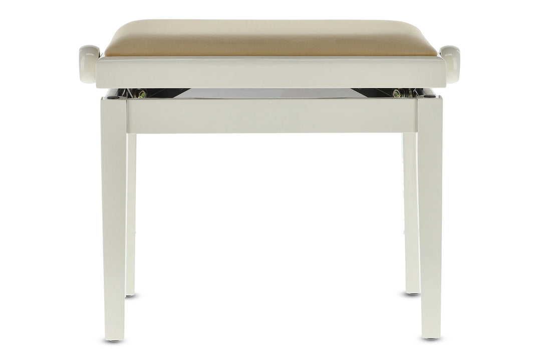 Banco de piano GEWA Deluxe - Marfil alto brillo (asiento beige)