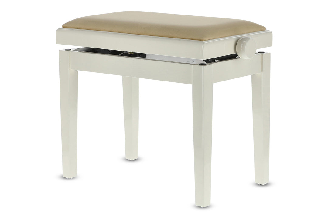 Banco de piano GEWA Deluxe - Marfil alto brillo (asiento beige)