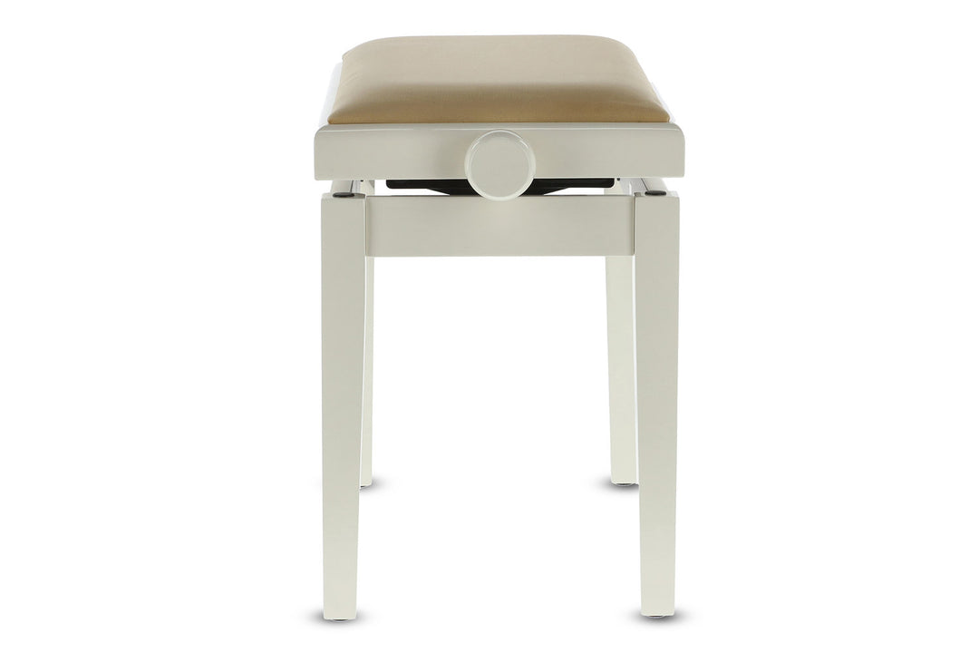 Banco de piano GEWA Deluxe - Marfil alto brillo (asiento beige)