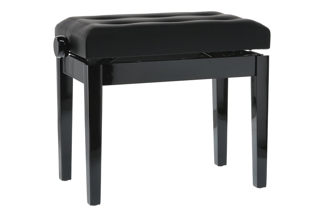 Banco de piano GEWA Deluxe Leather Black, Highgloss - cover Black fabricada en cuero sintético