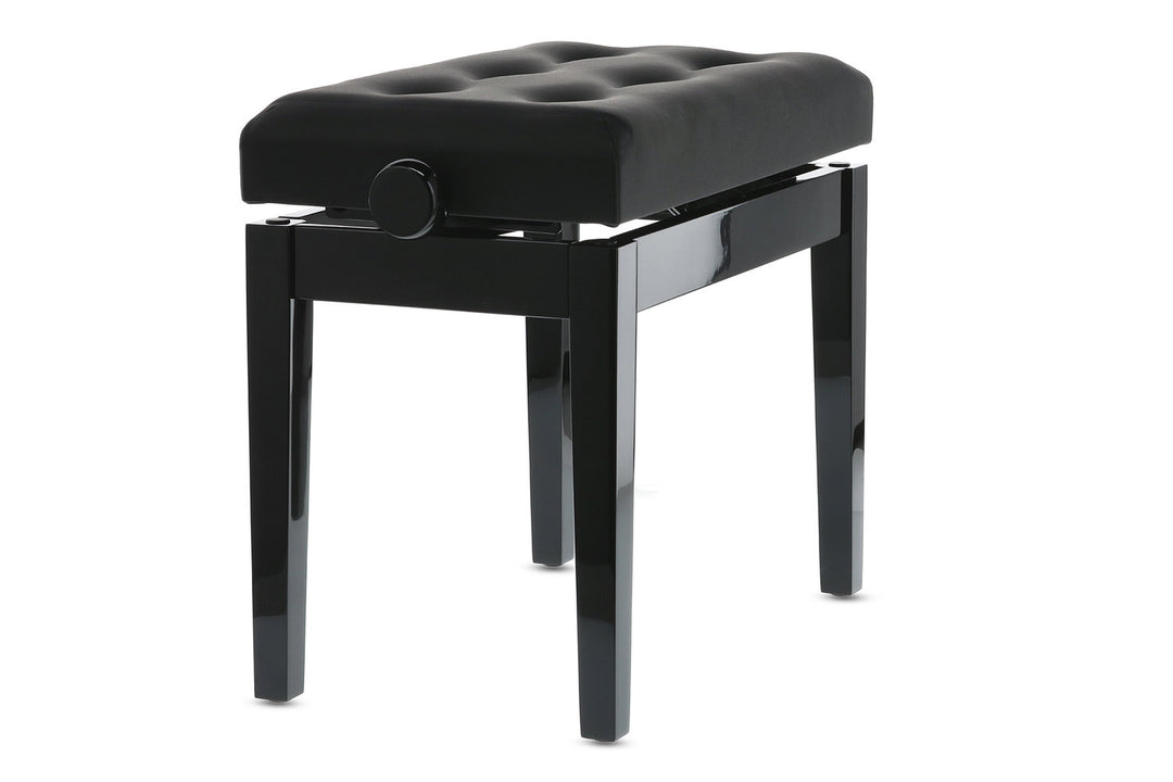 Banco de piano GEWA Deluxe Leather Black, Highgloss - cover Black fabricada en cuero sintético