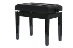 Banco de piano GEWA Deluxe Leather Black, Highgloss - cover Black fabricada en cuero sintético