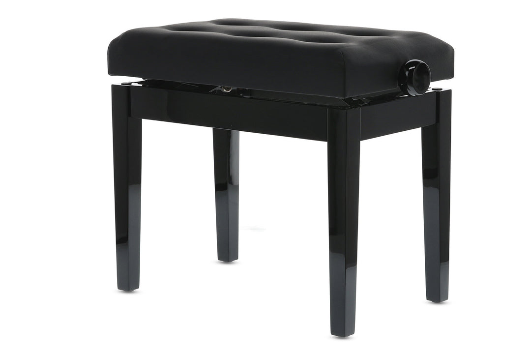 Banco de piano GEWA Deluxe Leather Black, Highgloss - cover Black fabricada en cuero sintético