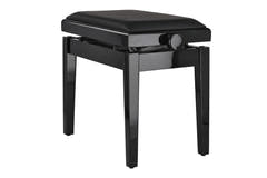 GEWA Banqueta de piano Deluxe Autolift de vinilo - Black alto brillo (asiento negro)