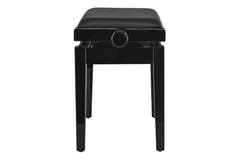 GEWA Banqueta de piano Deluxe Autolift de vinilo - Black alto brillo (asiento negro)
