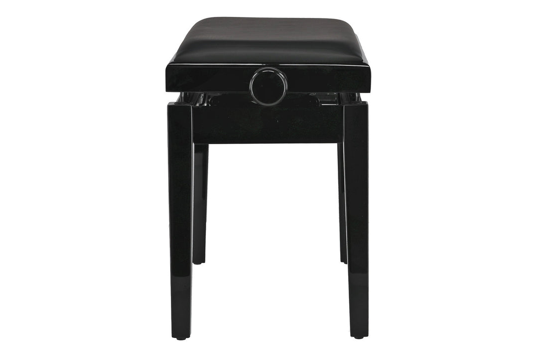 GEWA Banqueta de piano Deluxe Autolift de vinilo - Black alto brillo (asiento negro)