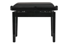 GEWA Banqueta de piano Deluxe Autolift de vinilo - Black alto brillo (asiento negro)