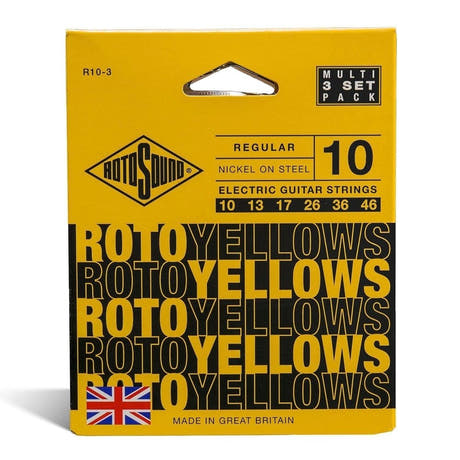Cuerdas para guitarra eléctrica Rotosound Roto Yellows R10-3 10-46, 3 sets