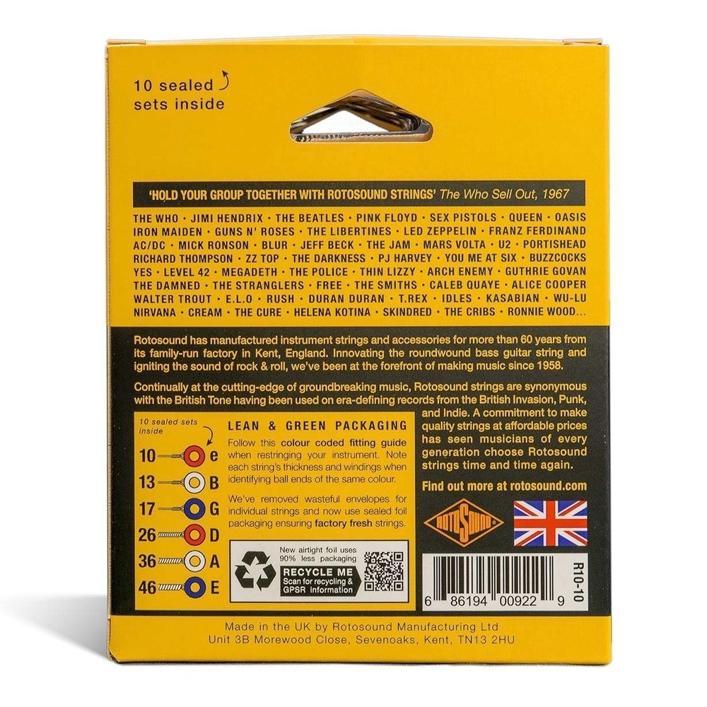 Rotosound Roto Yellows R10-10 strings para guitarras eléctricas 10-46, 10 set