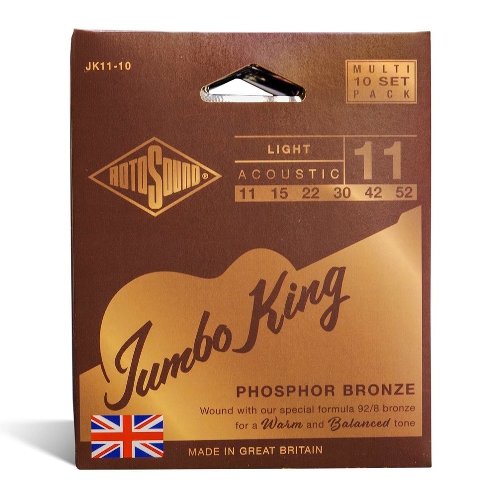 Rotosound Jumbo King JK11-10 cuerdas de guitarra acústica 11-52, 10 sets