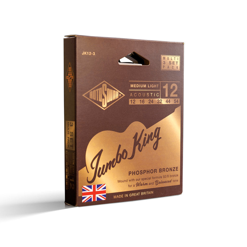 Rotosound Jumbo King JK12-3 cuerdas de guitarra western 12-54, 3 set