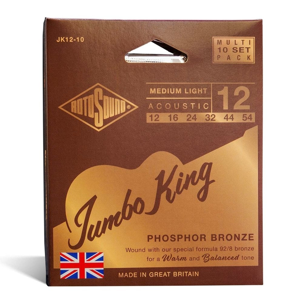 Rotosound Jumbo King JK12-10 cuerdas de guitarra acústica 12-54, 10 sets