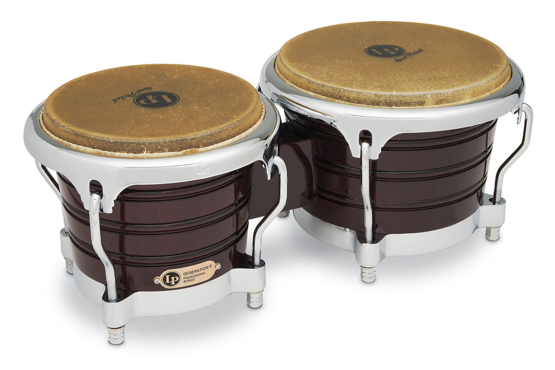 Bongo Latin Percussion Generation II Wood - Dark Wood, Chrome HW (LP201AX-2DW)