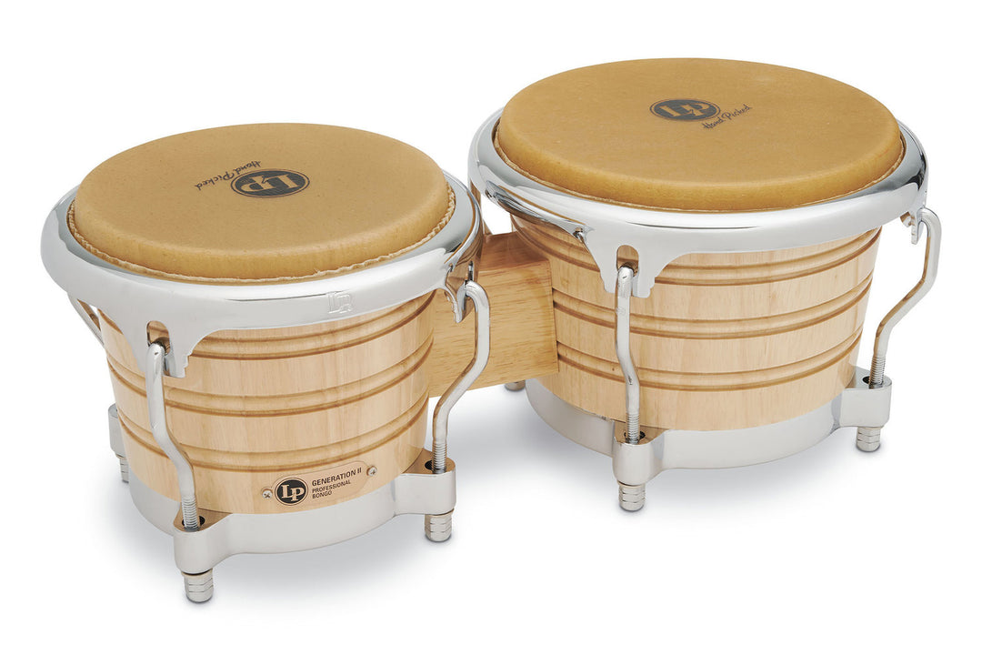 Latin Percussion bongó Generation II madera - Natural, herrajes cromados (LP201AX-2)