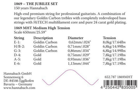Hannabach Strings for classic guitar Serie 1869 Carbon/Gold MHT - A5 Gold MHT (18695MHT)