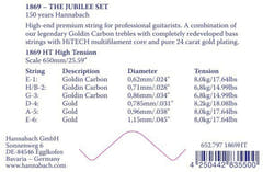 Hannabach Strings para Guitarras clásicas Serie 1869 Carbon/Gold HT - E6 Gold HT (18696HT)