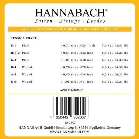 Hannabach Strings for classic guitar Serie 800 Super Low Tension Silver plated - Set Super low (800 SLT)