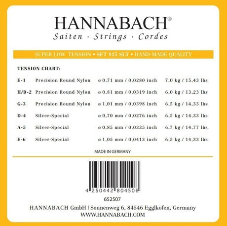 Hannabach 815 A5 cuerda grave para guitarra clásica, super low tension