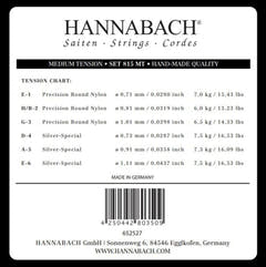 Hannabach 815 juego de agudos E1, H/B2 y G3, medium tension