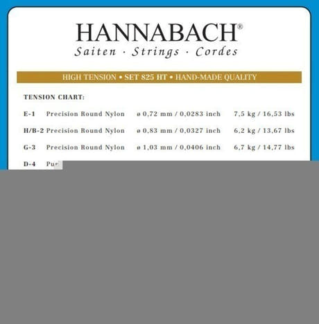 Hannabach 825 G3 cuerda aguda para guitarra clásica, high tension