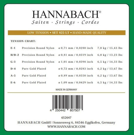 Cuerda de bajo Hannabach 825 E6 para guitarra clásica, low tension