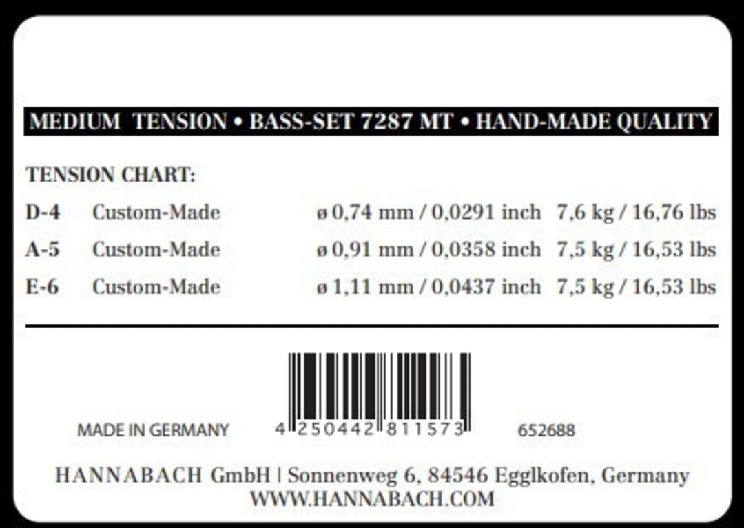 Cuerdas Hannabach para guitarra clásica Series 728 Medium Tension Custom Made - 3er Bass medium (7287MT)