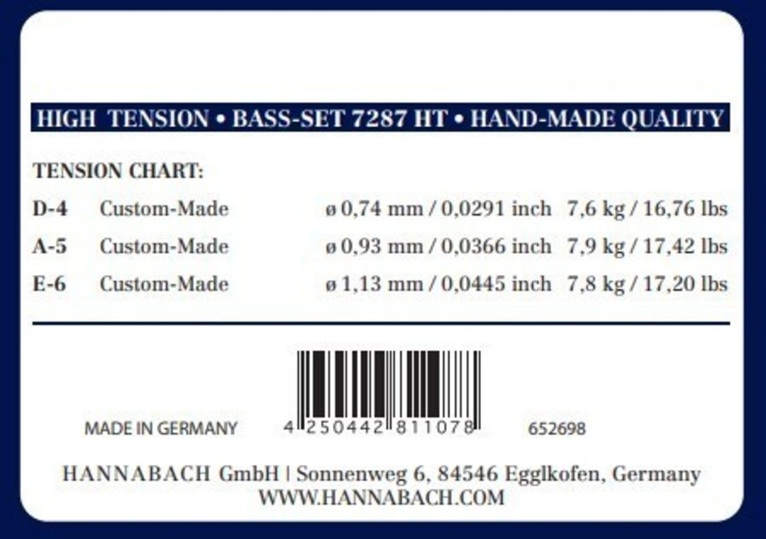 Hannabach cuerdas para guitarra clásica Series 728 High Tension Custom Made - 3er Bass high (7287HT)