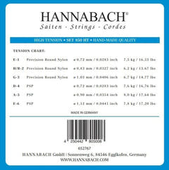 Hannabach 850 E6 cuerda de bajo para guitarras clásicas, tensión High