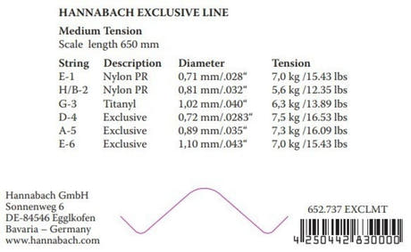 Hannabach Exclusive D4 cuerda de bajo para guitarra clásica, tensión medium