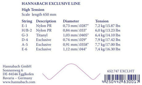 Hannabach Exclusive H/B2 cuerda aguda, guitarras clásicas, tensión alta