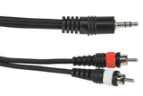 Cable en Y GEWA Basic Line de 3 m, minijack de 3,5 mm a 2 x cinch