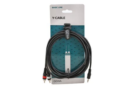 Cable en Y GEWA Basic Line de 3 m, minijack de 3,5 mm a 2 x cinch