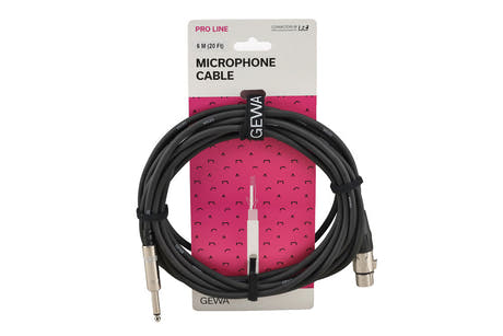 GEWA Pro Line cable de micrófono de 6 m, XLR hembra a mono-jack